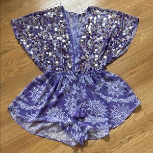 Ramy Brook Purple Sequin Swim Coverup Ramper, size M, worn once